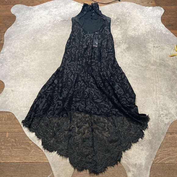 Save The‎ Queen Dress Womens Sz Medium Black Halter Trumpet Train Evening Open - Picture 11 of 16